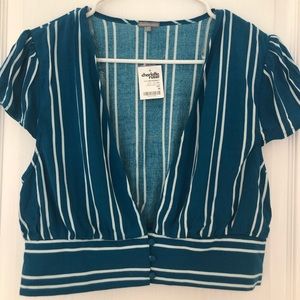 Dark Teal V-Neck Crop Top